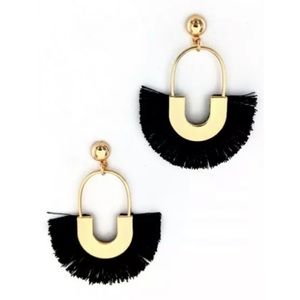 Lucy Lou Black Tassel Fringe Earrings - NWT